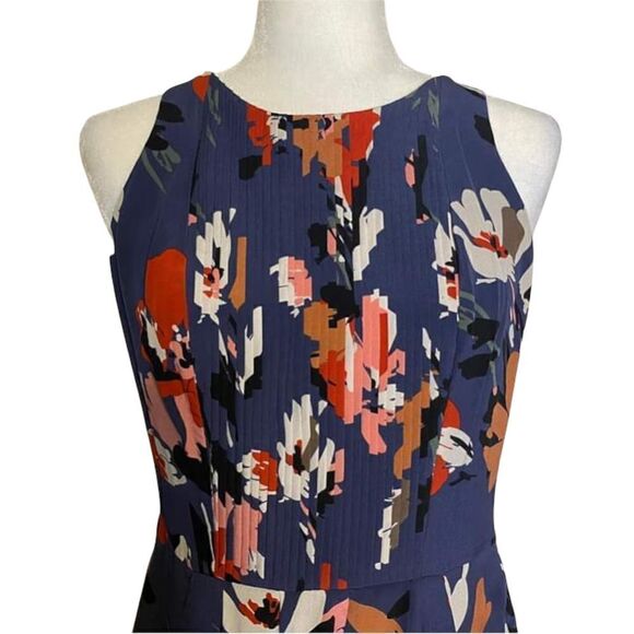 𝅺HARLYN 100% Silk Floral Blue Multicolored Pocket Dress Size M‎ - Picture 4 of 10